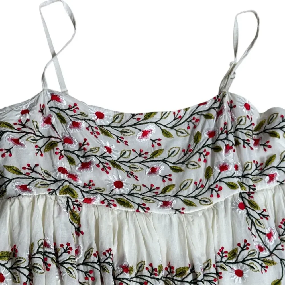 Samant Chauhan Cottage Boho Embroidered Babydoll Tiered Cami Mini Dress L Floral - Picture 8 of 14